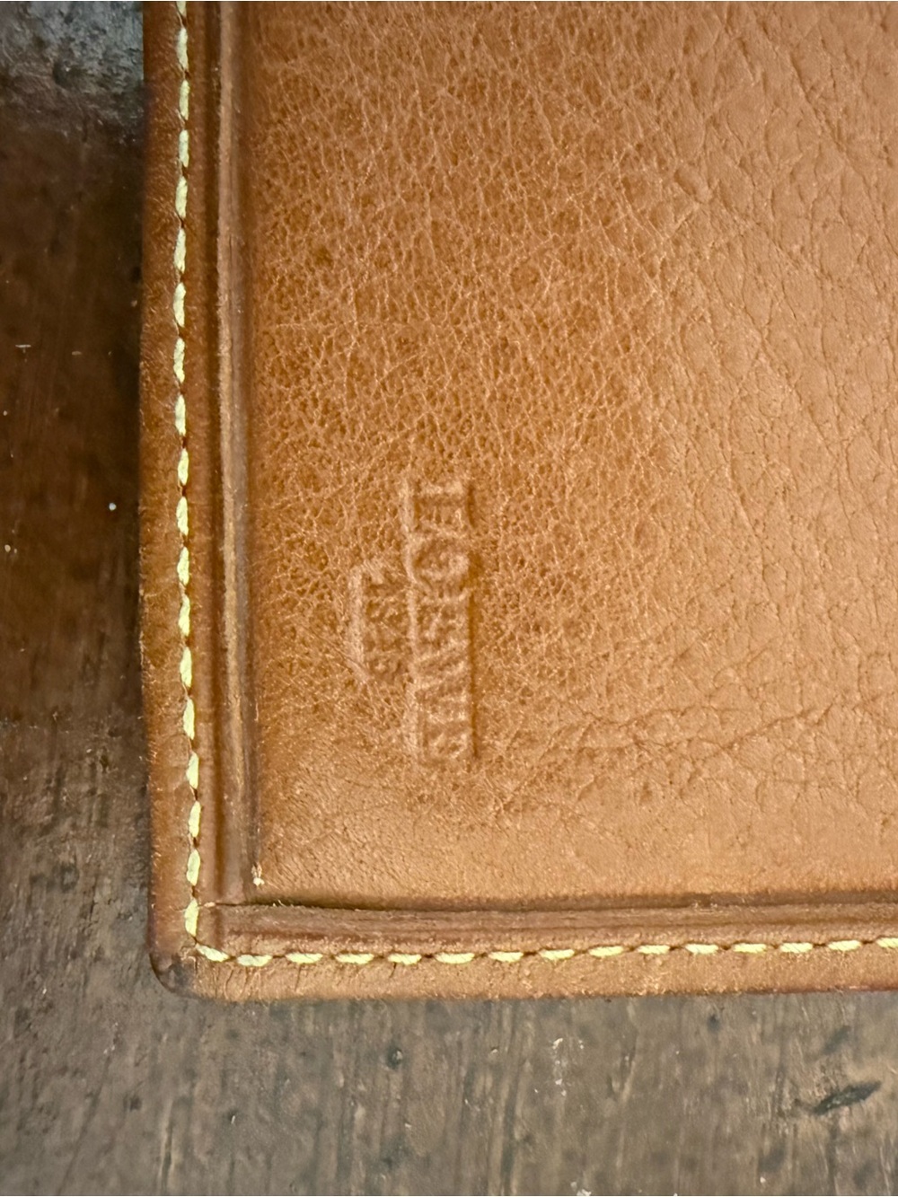 LoueweMen's Brown Bifold Folding Wallet, Solid, Logo Stitched Accents